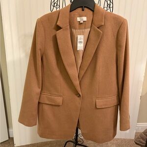 LOFT Women's Camel Blazer/Gold Buttons